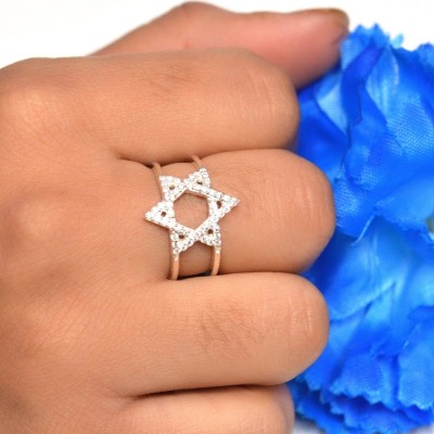 Diamond Star of David Ring