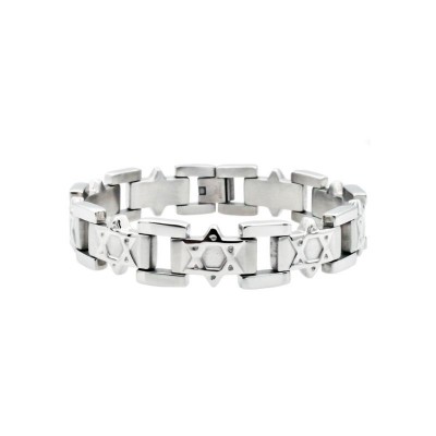 Mens Star Of David Stainless Steel Bracelet