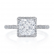 4.71 ctw. Princess Cut Diamond with a 14K WG or YG Diamond Halo Setting