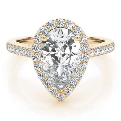 2.22 ctw. Pear Cut Diamond with a 14K YG or WG Diamond Halo Setting