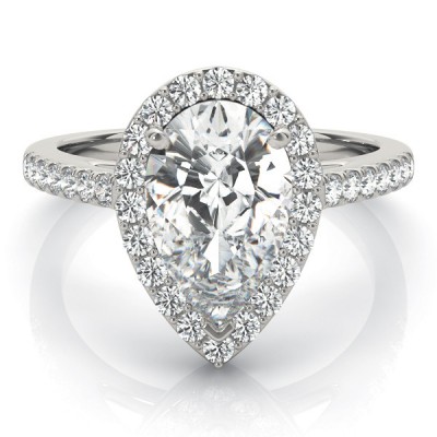 2.98 ctw. Pear Cut Diamond with a 14K WG or YG Diamond Halo Setting