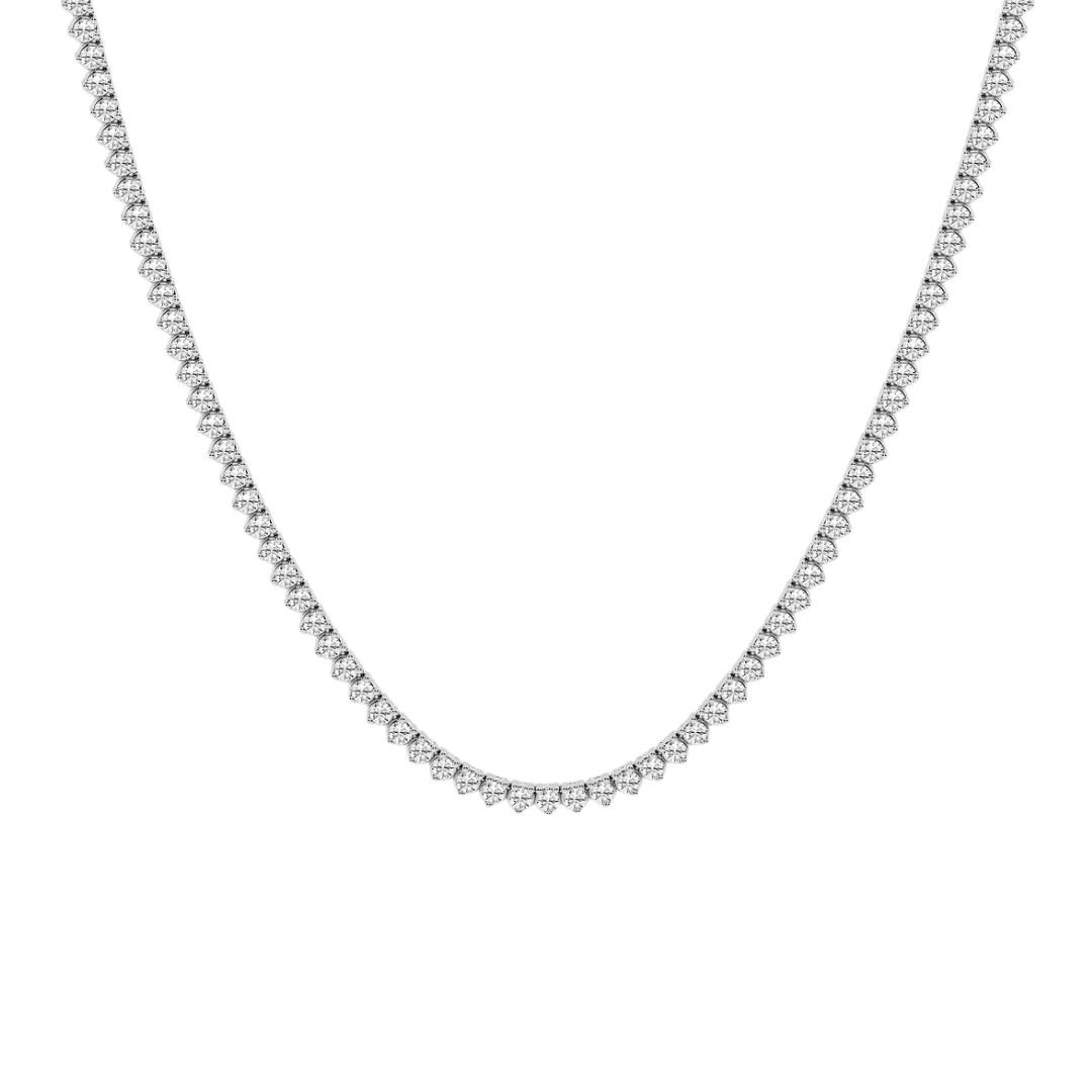 Three Prong Tennis Necklace (5.50 ctw., 14K White Gold)