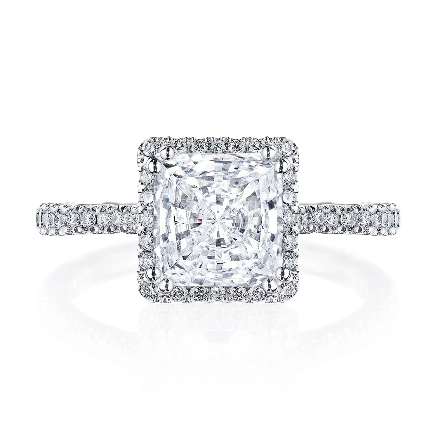 4.71 ctw. Princess Cut Diamond with a 14K WG or YG Diamond Halo Setting