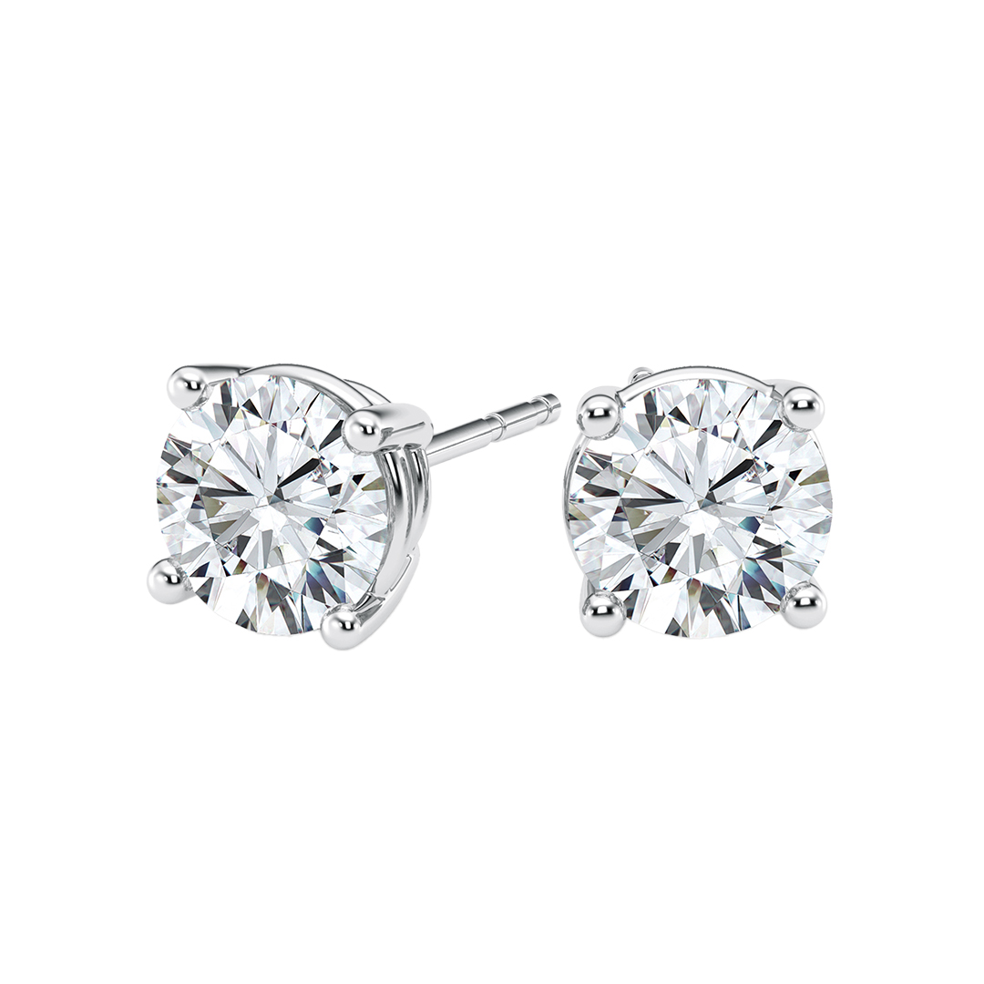 Round Diamond Stud Earrings